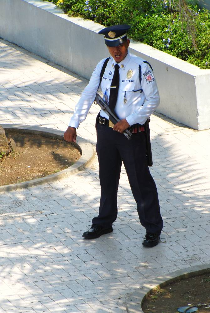 Angry Shopping Guard with Shotgun At Mall of Asia Manila